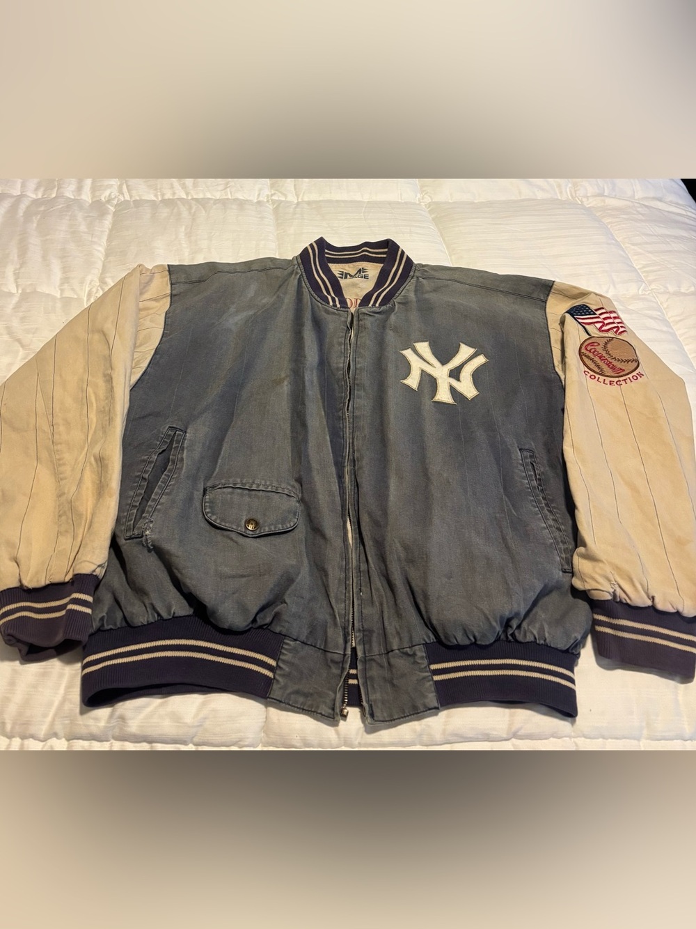 New York Yankees 1961 Mirage Cooperstown Collection Denim Coat L - No zipper